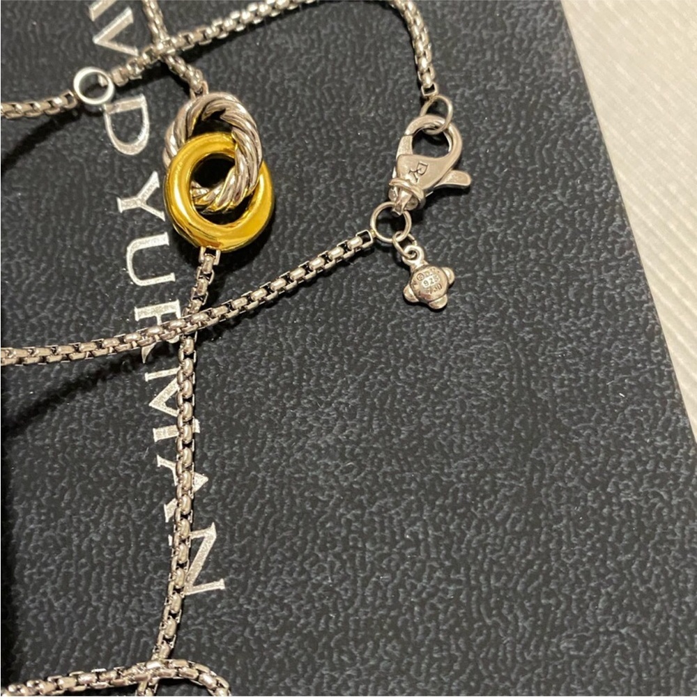 David Yurman Two-Tone Cable Knot Necklace in Silver and Gold - Picture 4 of 7